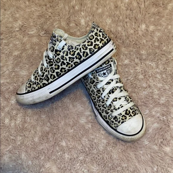 Converse Kids Black and White Leopard Sneakers - Picture 3 of 4